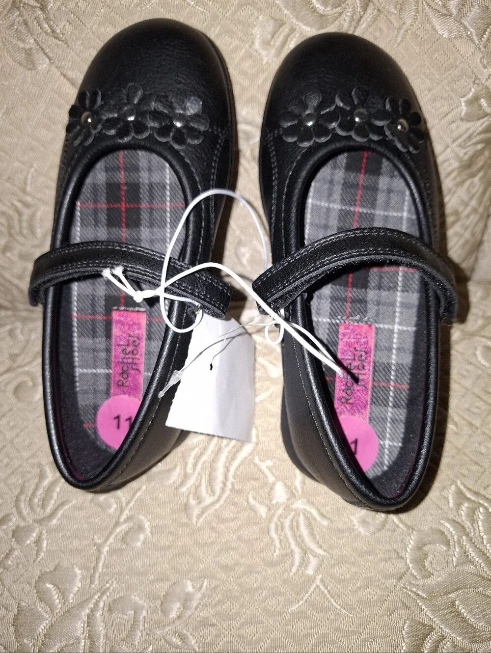 rag & bone Black Mary Jane Shoes with Floral Applique